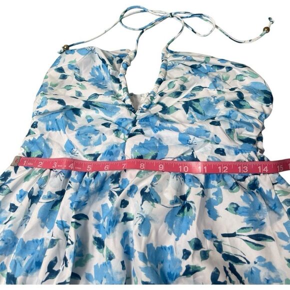 Blue and White Floral Halter Maxi Dress - Picture 10 of 11